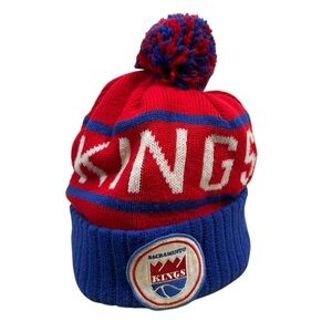 Sacramento Kings Basketball NBA Red Blue Pom Pom Beanie Adult Hat Unisex OS